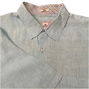Peter Millar Men's Blue 100% Linen Button Up Shirt Sz XXL Summer Casual Vacation